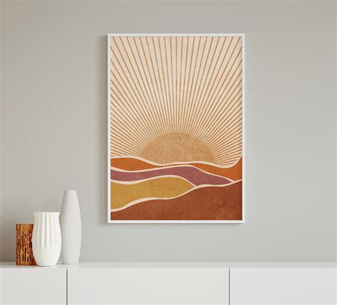 Abstract Sunrise Art Print Neutral Wall Art Neutral Boho Etsy