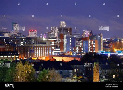 Leeds City Skyline at night Stock Photo - Alamy