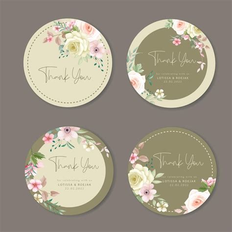 Free Vector Beautiful Floral Wreath Label Collection