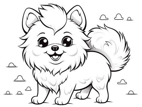 Smiling Pomeranian Picture For Coloring - Coloring Page