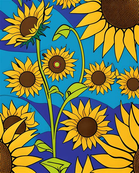 Sunflower Pop Art Retro · Creative Fabrica