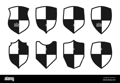 Shield Flat Icon Set Police Badge Patch Template Knight Heraldic