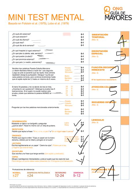 Test Mini Mental Alzheimer Fisiología Studocu