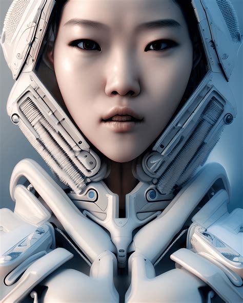 Asian Cyborg Girl Portrait · Creative Fabrica