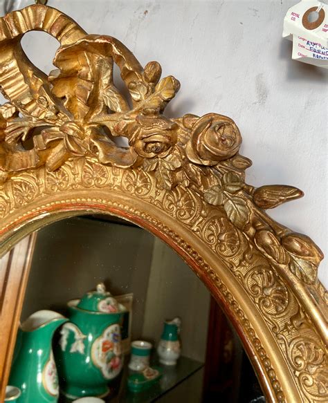 Antique French Louis XVI Gold Oval Mirror Circa 1890 For Sale At 1stDibs