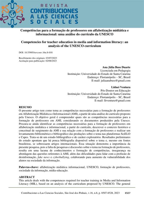 Pdf Compet Ncias Para A Forma O De Professores Em Alfabetiza O