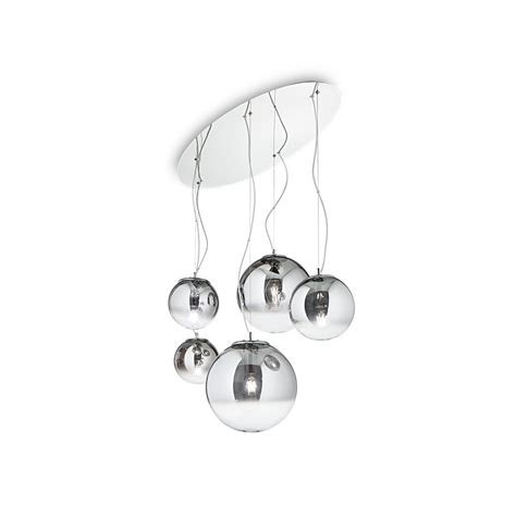 Ideal Lux Mapa 5 Single Light Cluster Cascade Pendant In Chrome