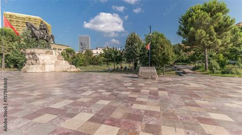 Panorama Showing The Skanderbeg Memorial And Ethem Bey Mosque With