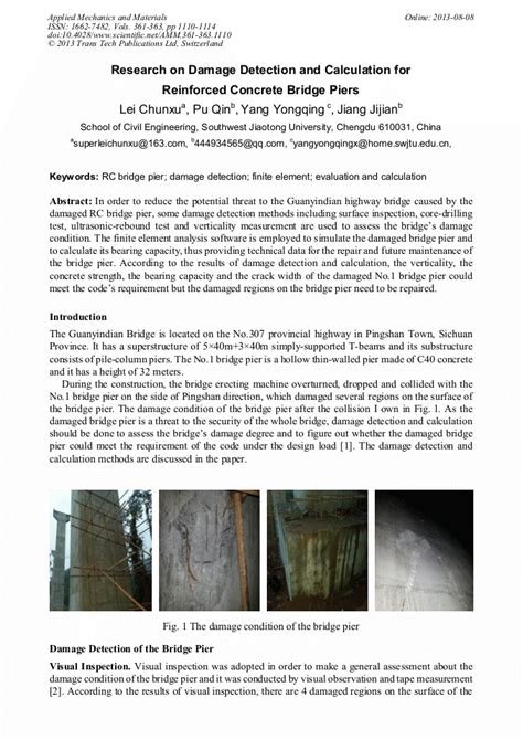 Research On Damage Detection And Calculation For Reinforced Concrete