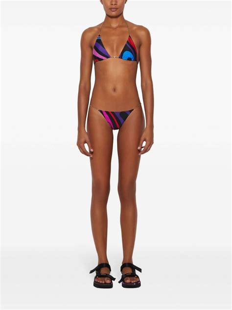 PUCCI Black Marmo Print Bikini Bottoms Emilio Pucci