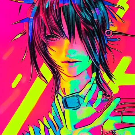 Neonpunk Girl Painting By Hiroyuki Mitsume Takahashi Stable