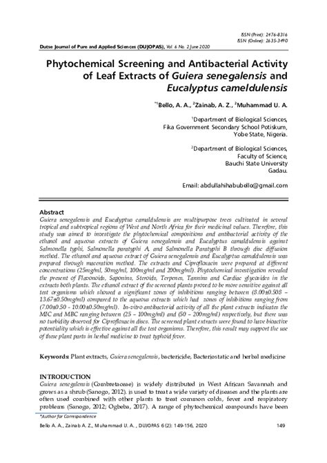 Pdf Phytochemical Screening And Antibacterial Activity Of Leaf