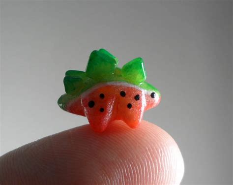 Watermelon Stegosaurus Cute Mini Dinosaur Handmade Polymer Clay Kawaii