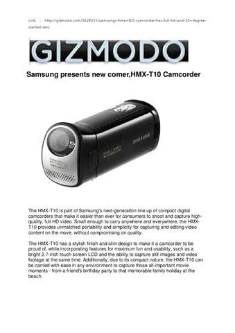 Samsung Presents New Comer Hmx T Camcorder By Boram Lee Issuu