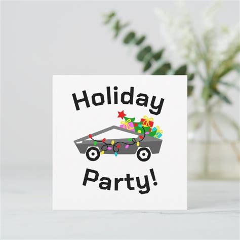 Tesla Christmas Cybertruck With Lights And Ts Invitation Zazzle