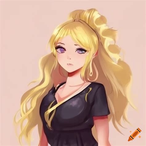 Blonde Ponytail Haired Gal Illustration On Craiyon