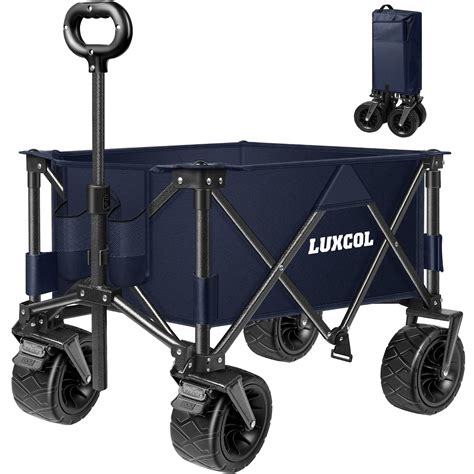 LUXCOL Collapsible Folding Wagon Heavy Duty Utility Beach Wagon Cart