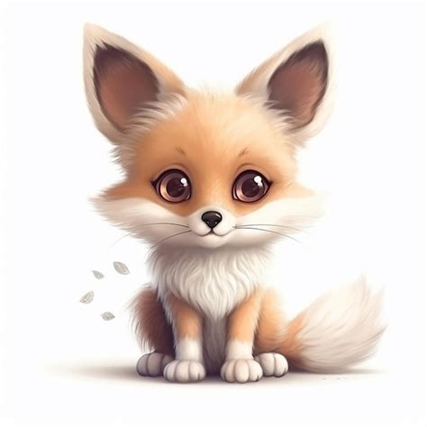 Realistic Illustration Of A Cute Little Fox Sitting On The Ground Generative Ai Premium Ai