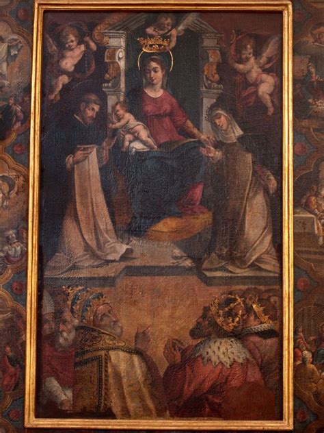 Ambito Abruzzese Sec XVII Pala D Altare Con La Madonna Del Rosario