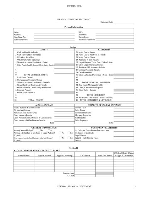 Personal Financial Statements Fill Online Printable In Blank