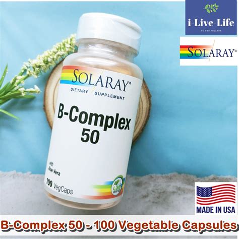 วิตามินบี B Complex 50 100 Vegetable Capsules Solaray Shopee Thailand