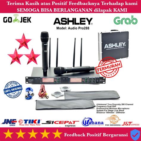 Jual MIC WIRELESS ASHLEY PRO 288 LIVE SHOW ORIGINAL DUAL UHF MULTI Di