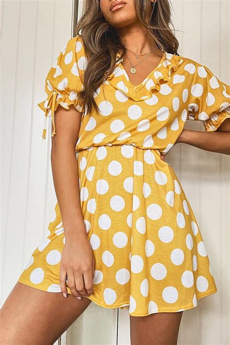 Womens Polka Dot Tie Sleeve Detail Tea Dress Boohoo Uk