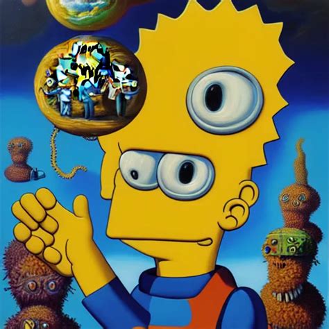 An Oil On Canvas Portrait Painting Of Bart Simpson Stable Diffusion