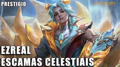 Ezreal Escamas Celestiais De Prestigio League Of Legends Completo