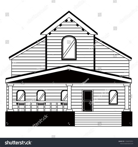 Monochrome Front View Modern House Vector Stock Vector (Royalty Free