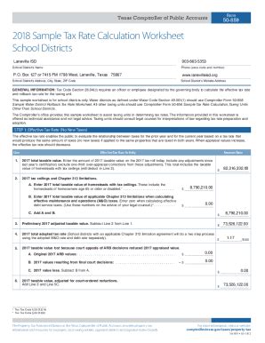 Fillable Online Sample Tax Rate Calculation Worksheet