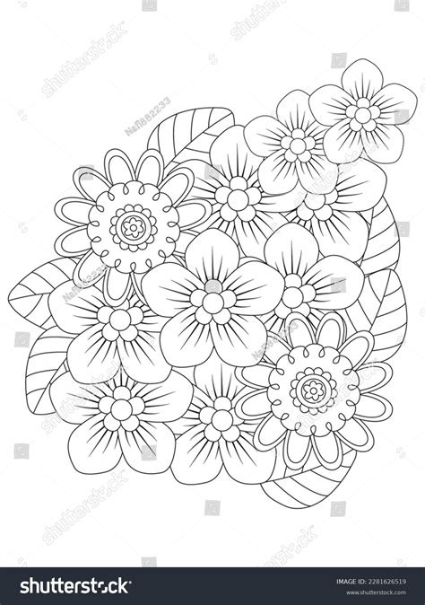 Blossoming Flower Vector Illustration Drawing Coloring Stock Vector ...