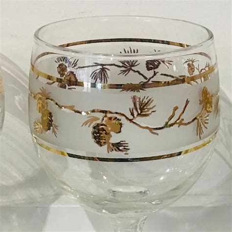 Set Of 4 Pine Cone Pattern Wine Glasses Ethel20th