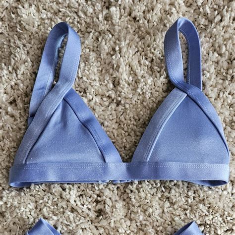 Oneone Women S Blue Two Piece High Cut Bikini Size Xs Depop