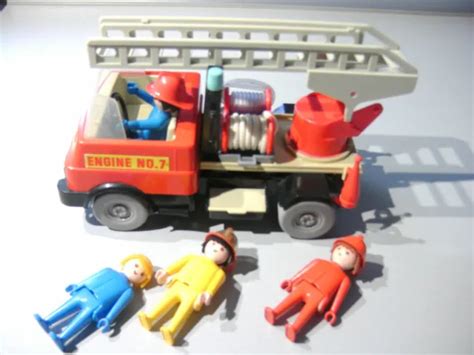 LOT K9 PLAYMOBIL VINTAGE Ancien CAMION SAPEURS POMPIER GRANDE ECHELLE