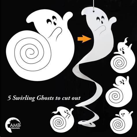 Halloween Printable Ghost Craft Swirling Ghost Printable | Etsy