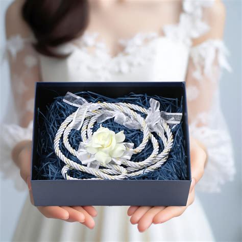 Wowangce White Wedding Lasso Rope Beautiful White Gold Embellishment