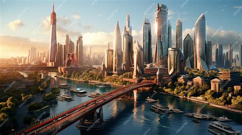 Premium Ai Image Futuristic Utopia Visualizing A Bustling City With