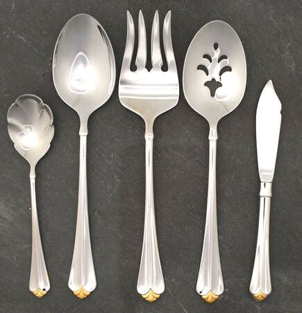 Golden Juilliard Stainless Gold Accent 5 Piece Hostess Set By Oneida