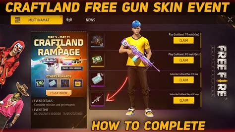 FREE FIRE CRAFTLAND X RAMPAGE FREE GUN SKIN HOW TO COMPLETE CRAFTLAND