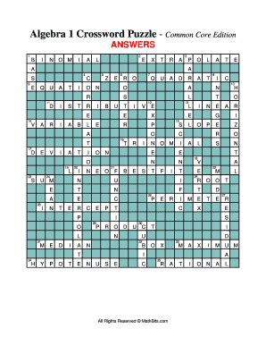 Algebra Crossword Puzzle Pdf Fill Online Printable Fillable Blank