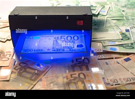 Money Fake Testing Euro Banknotes Authentication Check In Uv Currency