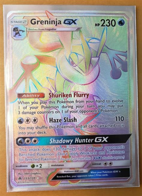 Greninja GX 133 131 Full Art Rainbow Rare Pokemon Card Forbidden Light