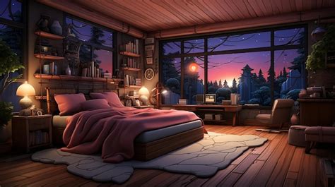 Premium AI Image | 2D Cartoon Bedroom Background for VTubing