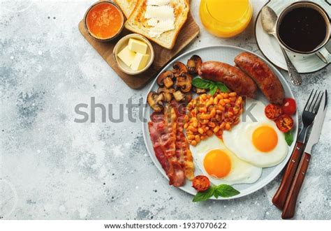 Full English Breakfast On Plate Fried Stock Photo Edit Now