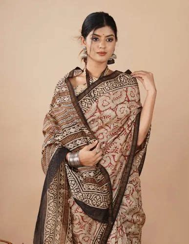 Exclusive Pure Hand Block Printed Chanderi Silk Sarees With Blouse At