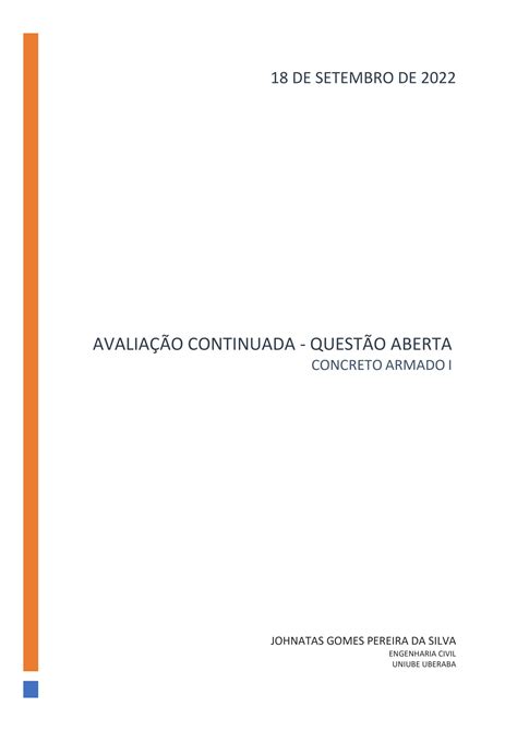 SOLUTION Atividade Continuada Questão aberta Concreto Armado I