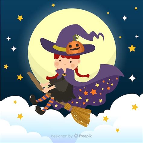 Fondo Creativo De Halloween Con Bruja Vector Gratis