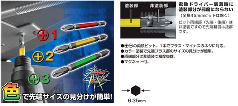 アネックス カラービットプラスマイナス両頭 Acpm 1065 ビット 兼古製作所 Anex アネックス 龍靱ビット龍靱ビット