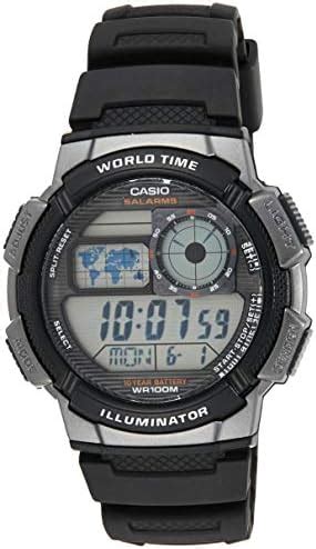 Casio Mens Quartz Watch Digital Display And Resin Strap Ae W Bvef